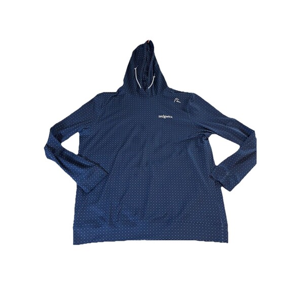 Rhoback Hesi Performance Hoodie Mens Large Blue Dot SEDGWICK  Golf Stretch EUC - Picture 1 of 7